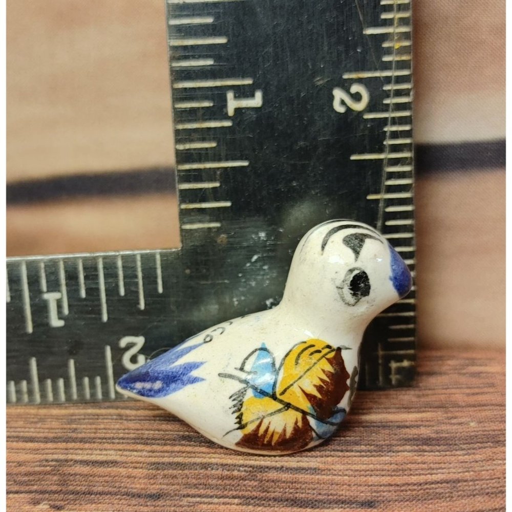 Vintage Mini Mexican Pottery Handpainted Duck Figure 1" Tall
